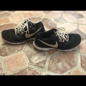 Black Nike flex experience RN3 with rhinestones